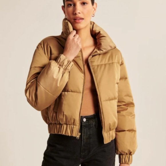 Abercrombie & Fitch Jackets & Blazers - Abercrombie & Fitch Ultra Mini Puffer Satin Brown - XL